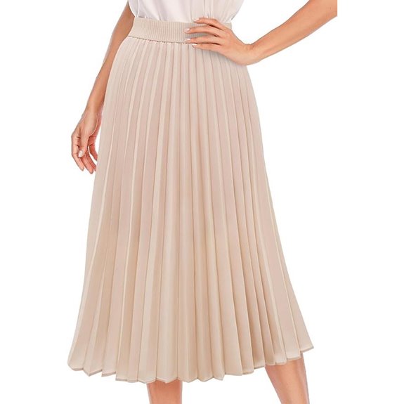 DRESSTELLS Women's Pleated Midi A-line Skirt