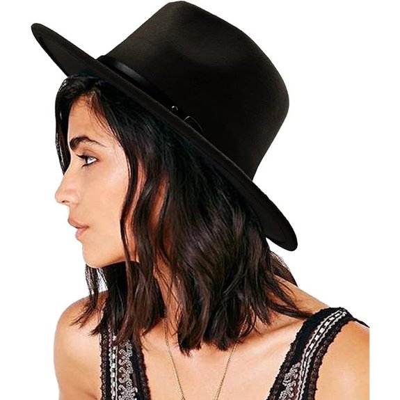 DRESHOW Women’s Felt Fedora Wide Brim Panama Hat