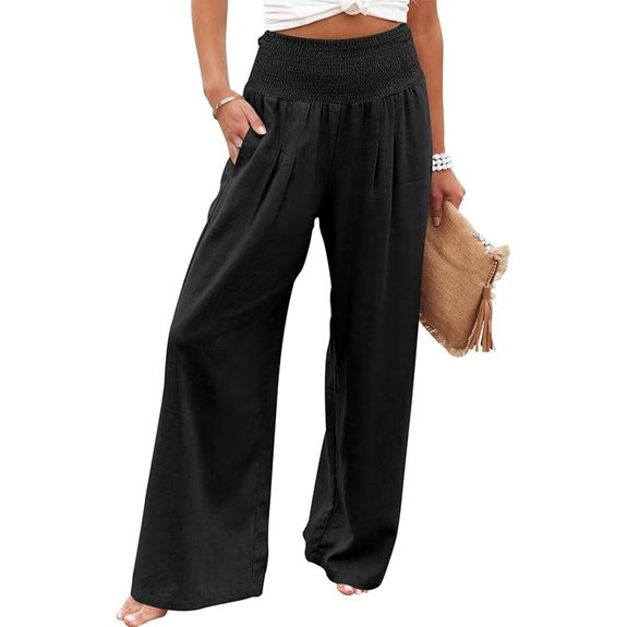 ANRABESS Women Linen Palazzo Pants for Summer Vacation