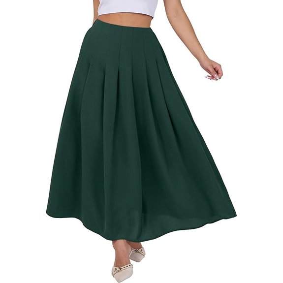 ANRABESS Women A-Line Pleated Maxi Skirt