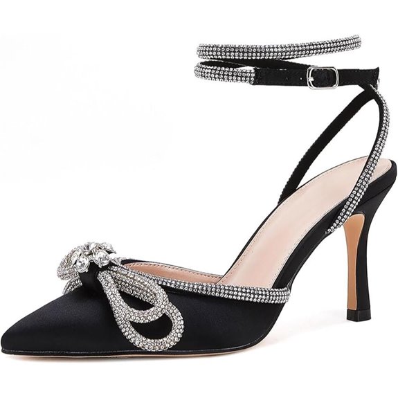 VETASTE Women's Satin Bowed Ankle Strap Heels