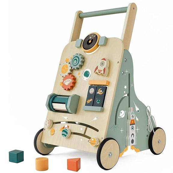 wooden baby walker with rocket