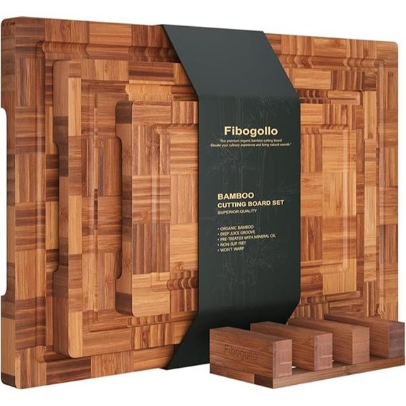 Bamboo Cutting Boards Set with Juice Groove (3 Pcs)