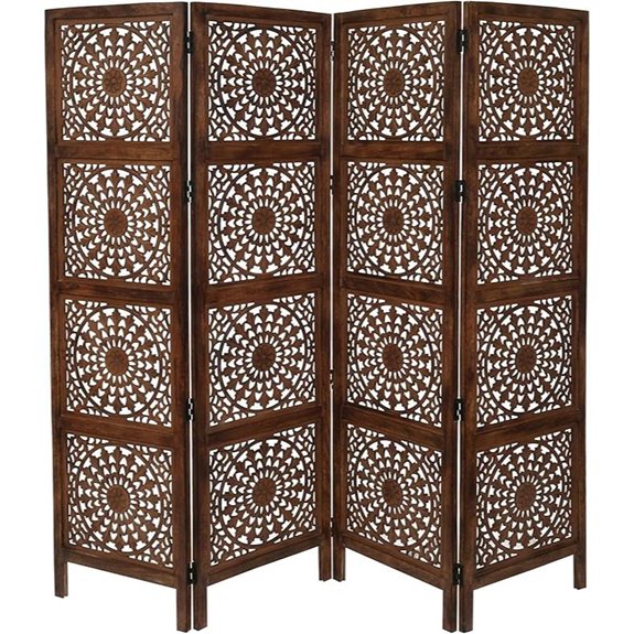 4-Panel Folding Wooden Room Divider Screen