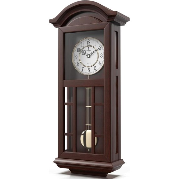 Pendulum Wall Clock 27-inch Wooden Quiet Battery Operated