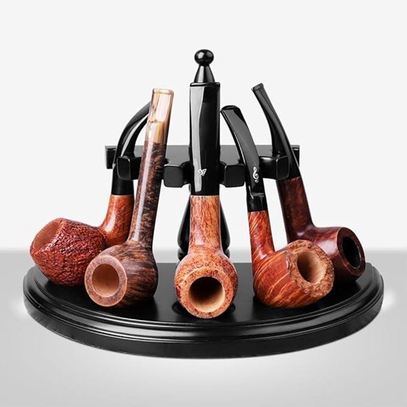 MUXIANG Wooden Tobacco Pipe Stand Rack (5 Pipes)