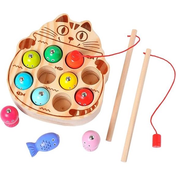 Montessori Wooden Magnetic Fishing Game for Toddlers