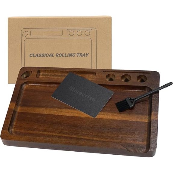 Wooden Rolling Tray Set with Brush and Scoop