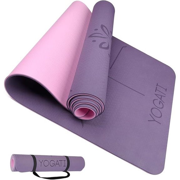 YOGATI Yoga Mat with Strap and Alignment Lines