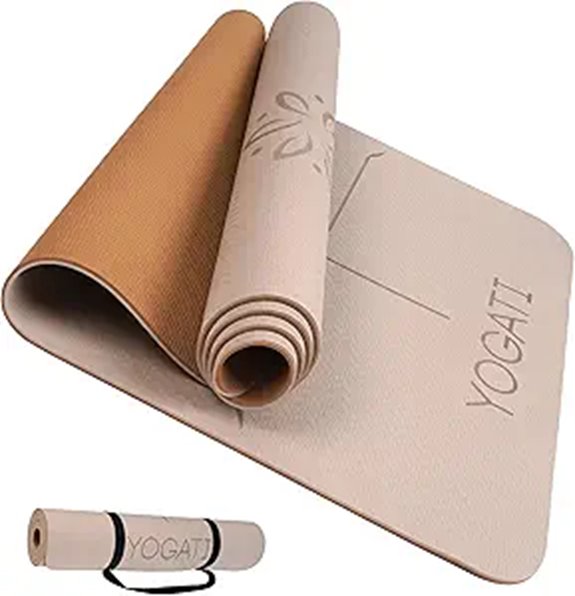YOGATI Yoga Mat with Strap and Alignment Lines