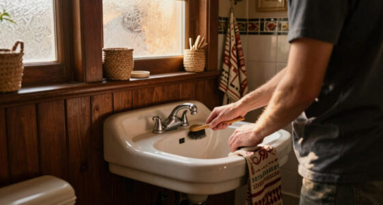 A Basically All-Wood Paneled '70S Bathroom Got An Americana Folk Makeover