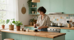 A Renter-Friendly Redo Took A Mint Green Kitchen From Dated To Boho