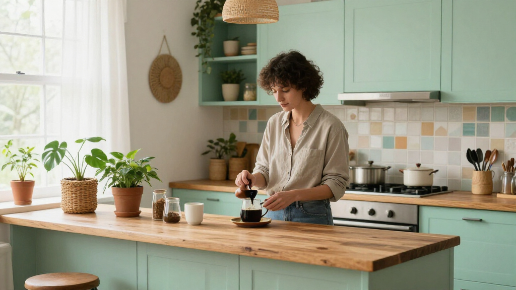 A Renter-Friendly Redo Took A Mint Green Kitchen From Dated To Boho