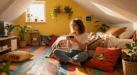 A Plain Attic Bedroom Is Now A “Little Jewel Box” After A Colorful Redo