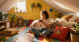 A Plain Attic Bedroom Is Now A “Little Jewel Box” After A Colorful Redo