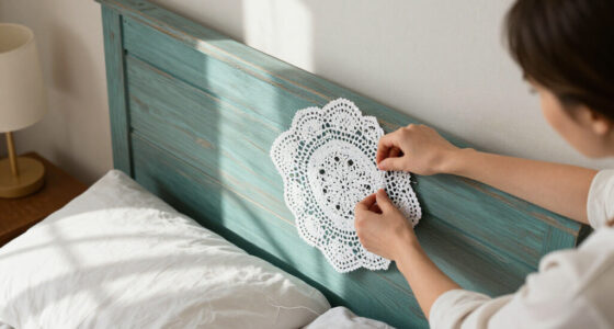 She Uses Doilies To Decorate A Headboard With Vintage Charm